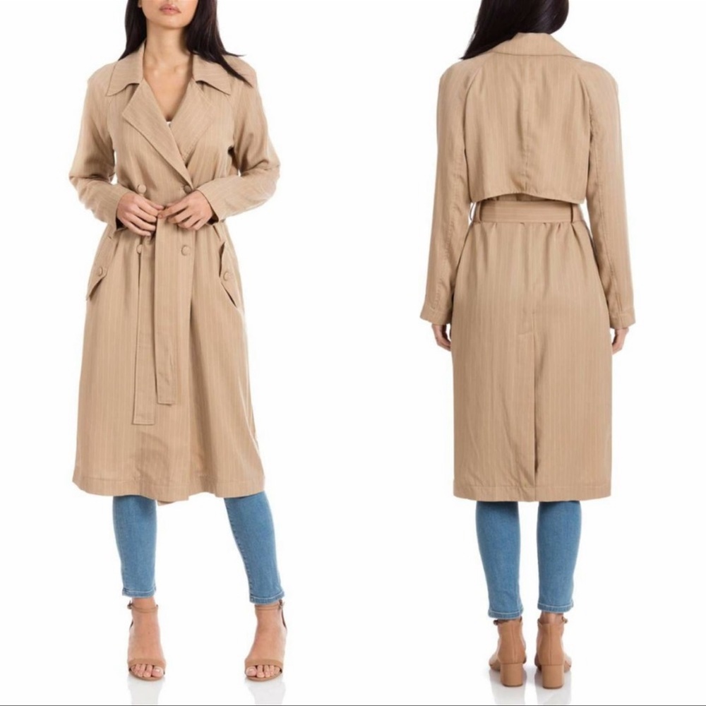 Avec Les Filles Pinstripe Lyocell Trench